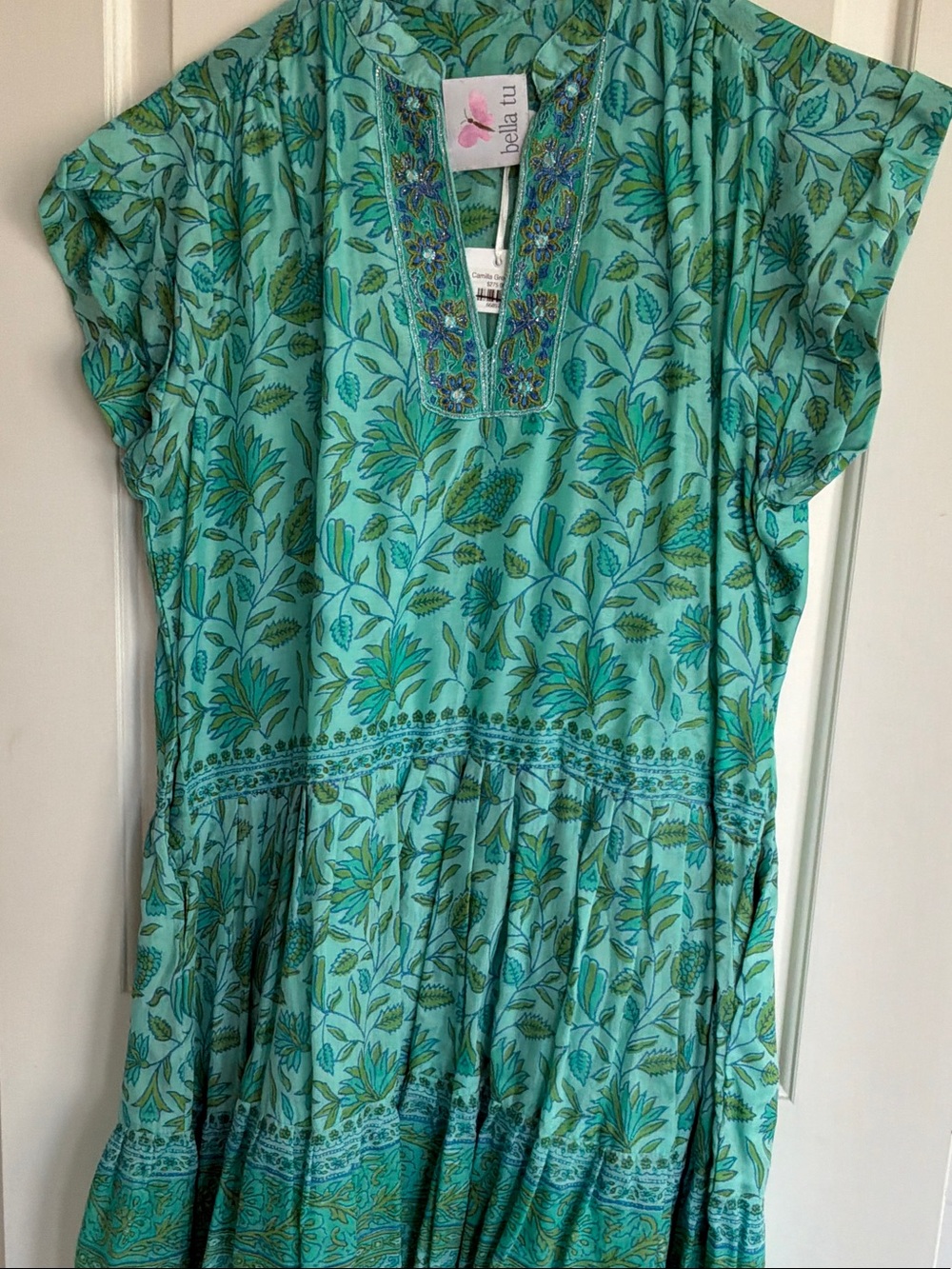 Bella Tu Teal Floral Casual Midi Dress